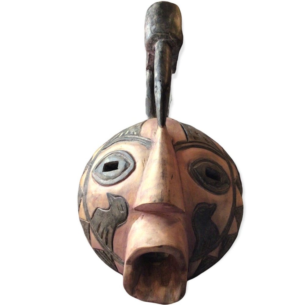 Vintage Hand Carved Ashanti Fish Mouth Mask